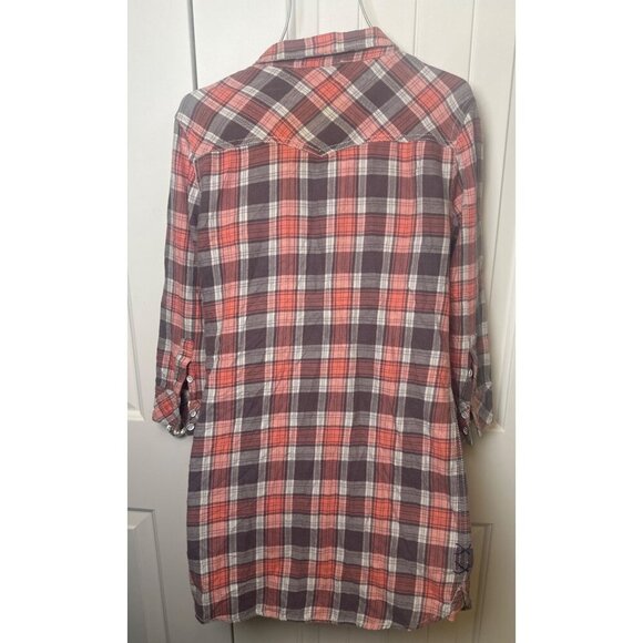 Miss Me Flannel Shirt Dress Button Down Sequins, Size: Small - Picture 2 of 8